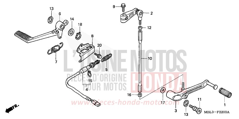 PEDAL for CBR1000RR Fireblade IRON NAIL SILVER METALLIC-U (NH167EA) from 2006